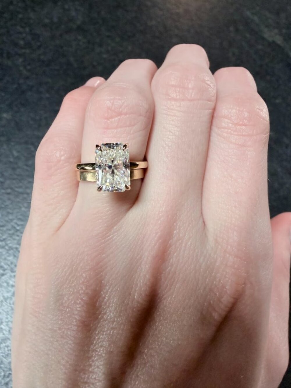 4 CT Emerald Cut Moissanite and 10K Gold Ring - Size 6